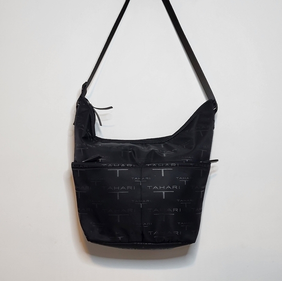Tahari Shoulder Large Black Monochrome Bag - Picture 1 of 11